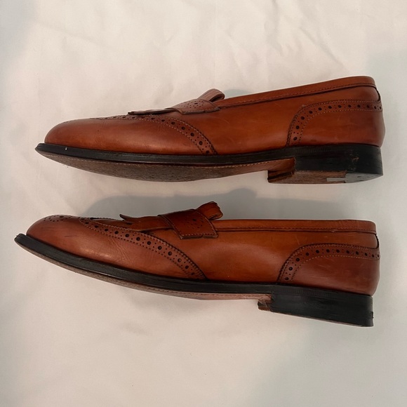 Alden style 6572/610 Cognac Chestnut Brown Kiltie Wingtip Loafer Sz 10.5 - Picture 4 of 7